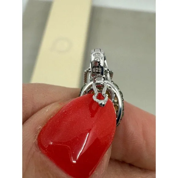 QVC Womens Green Gemstone Sterling Silver Oval Charm 19" Necklace Gift NIB - Picture 4 of 7